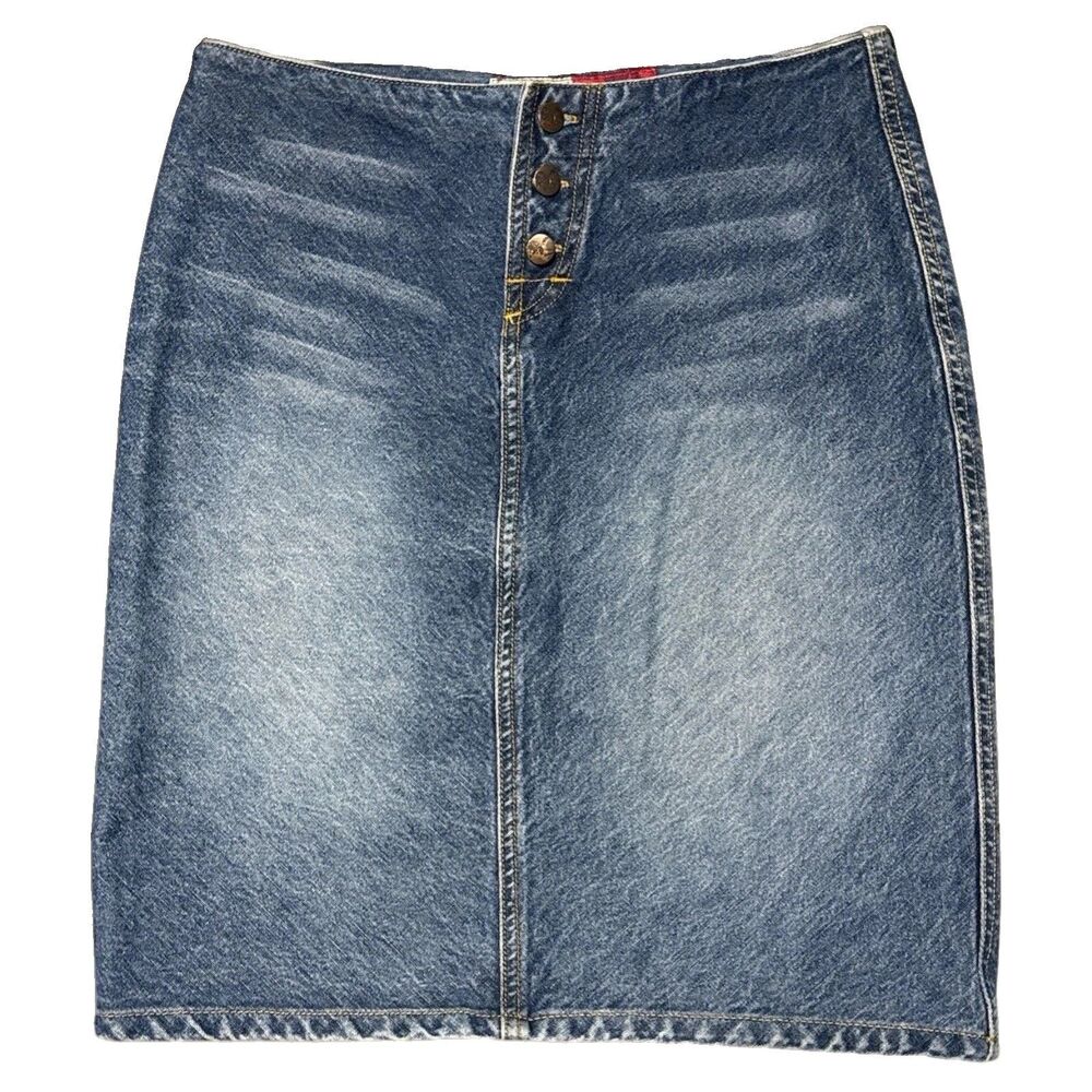 O’Neill Denim Mini Skirt Size 3 Button Front Y2K Surf Festival Cotton Waist 24
